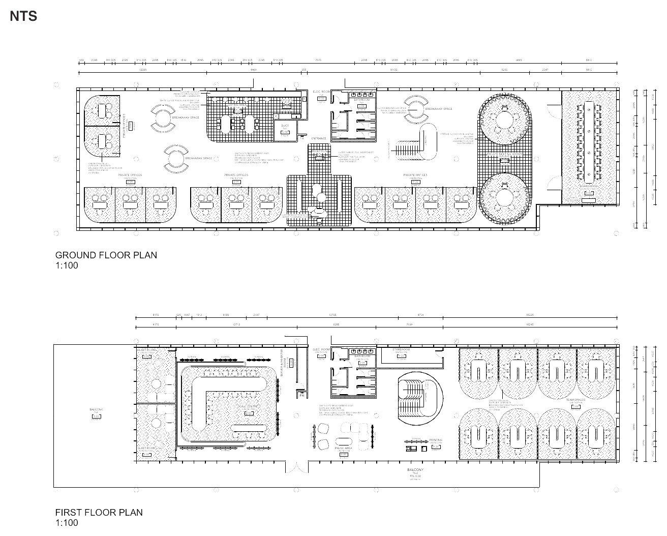 Ground and first floor plans of the SADAG office