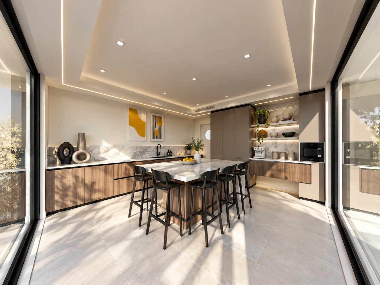 Kitchen and bar seating — design visualisation