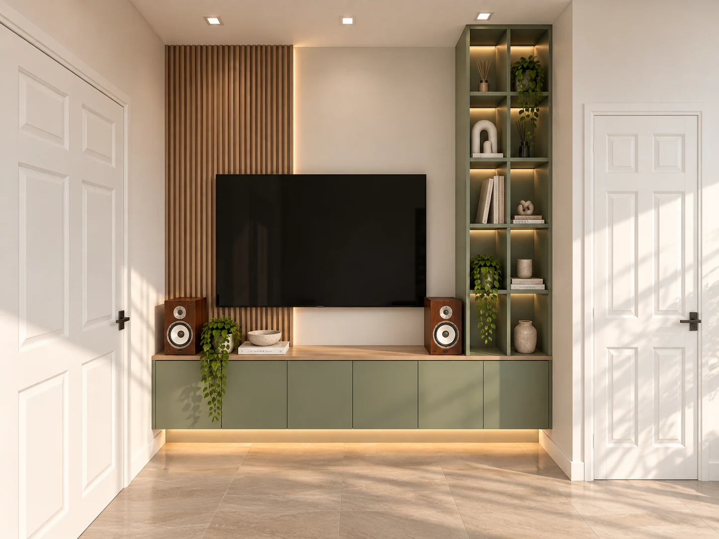 Living room joinery — design option 1 — design visualisation