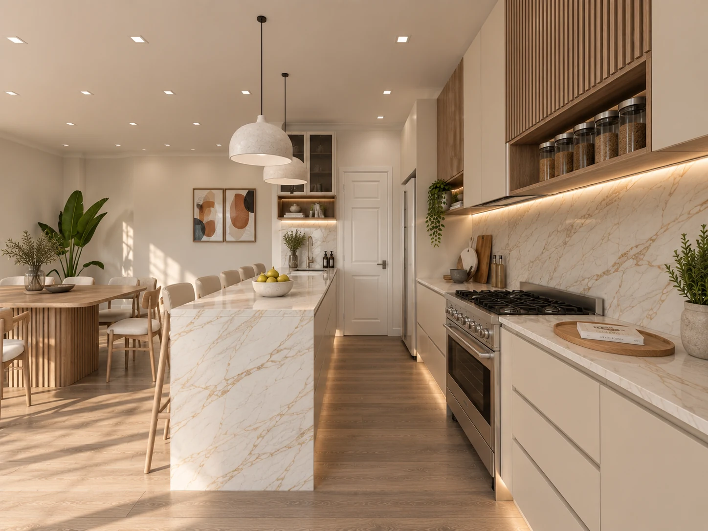 Kitchen — island and cabinetry — design visualisation
