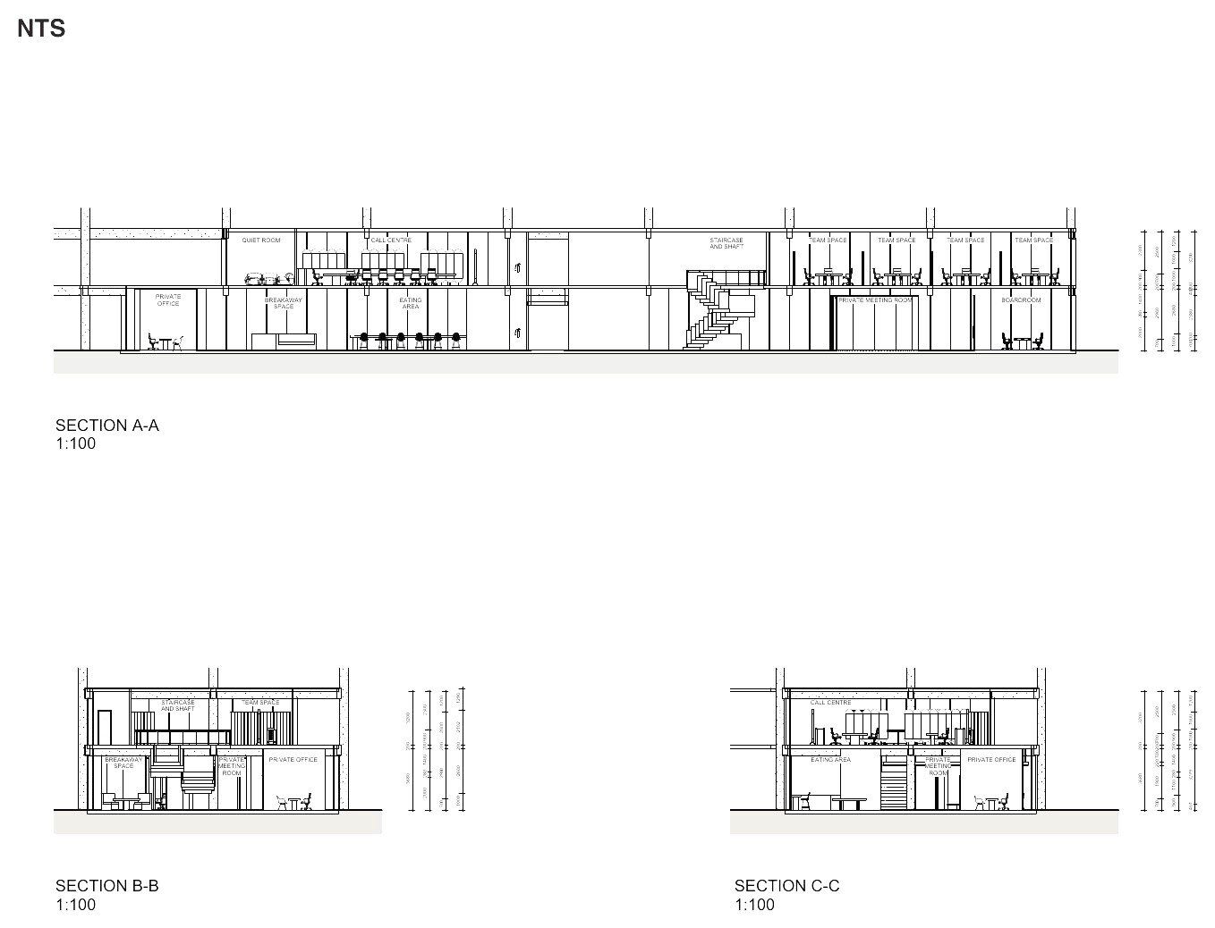 Sections through the SADAG office