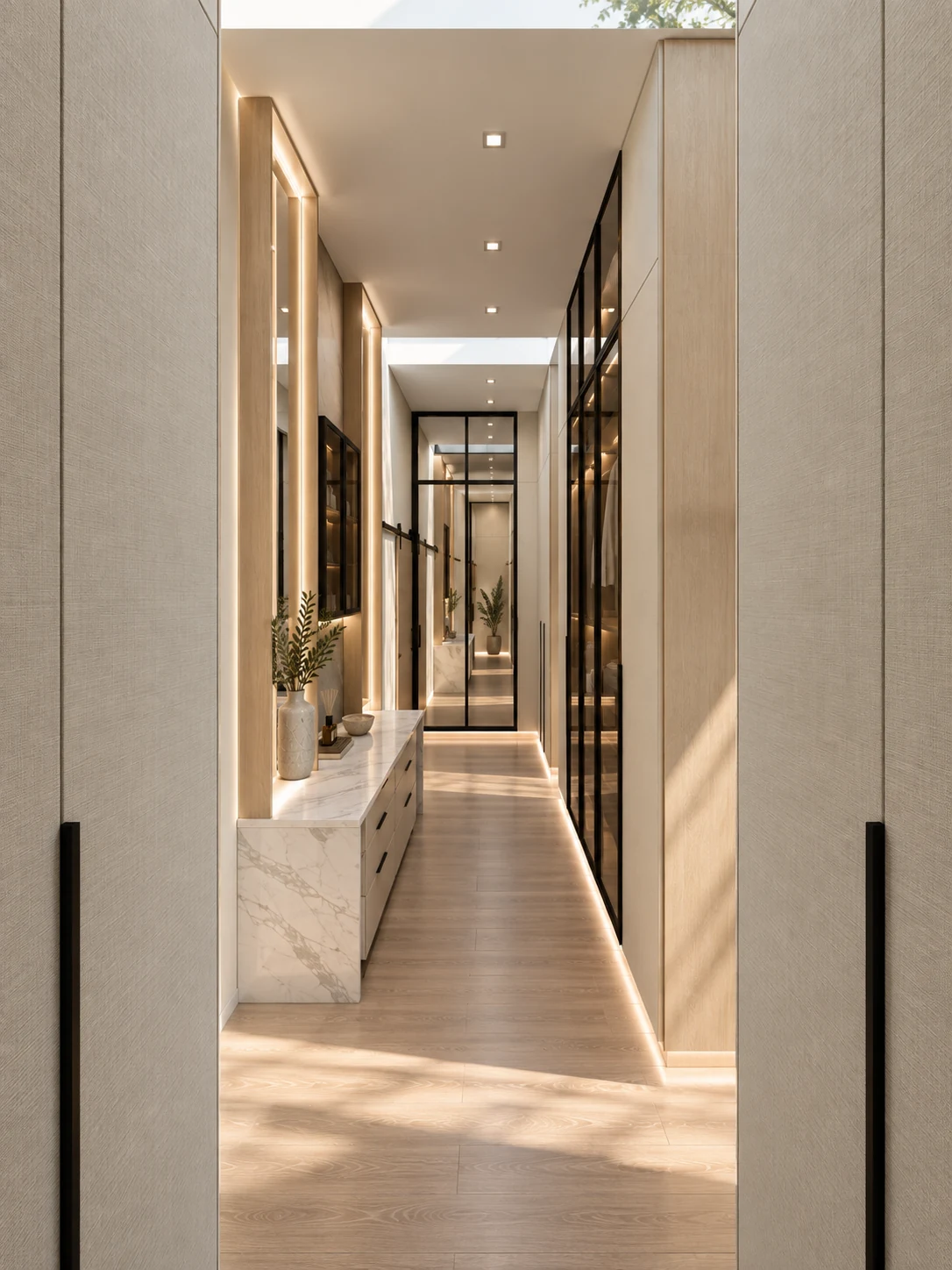 Passage — view towards dressing area — design visualisation