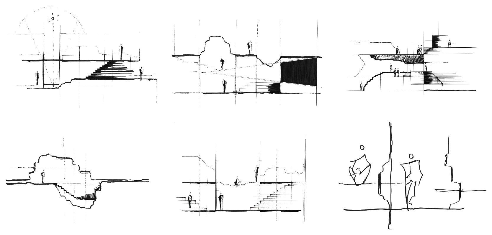 Sections through the Desert Oasis below grade
