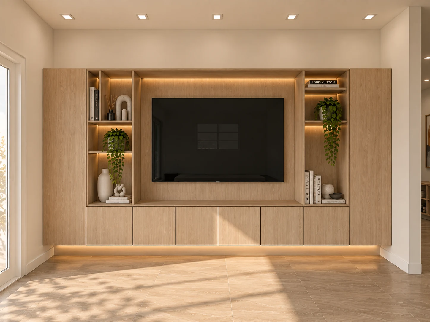 Living room joinery — design option 2 — design visualisation